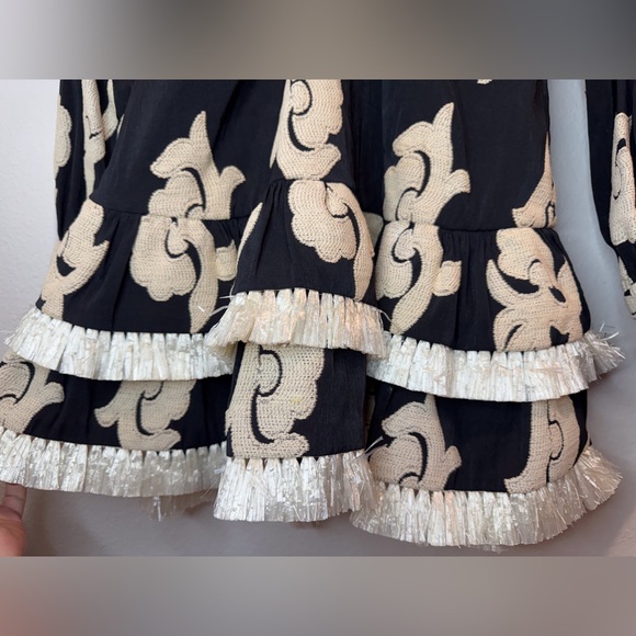 ALEXIS Rimini‎ Tassel Embroidered Floral Black and White Mini Dress Size S - Picture 7 of 14